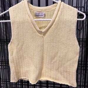 Yellow knitted crop top vest